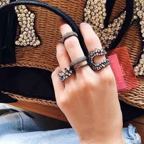 black stone open ring
