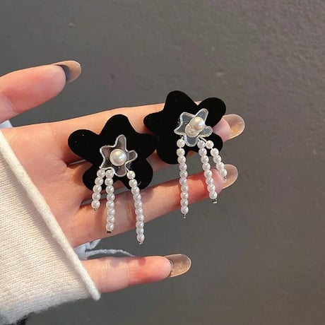 felt flower pearl tassel pierce