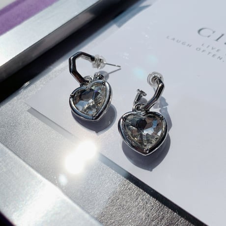 heart stone silver pierce