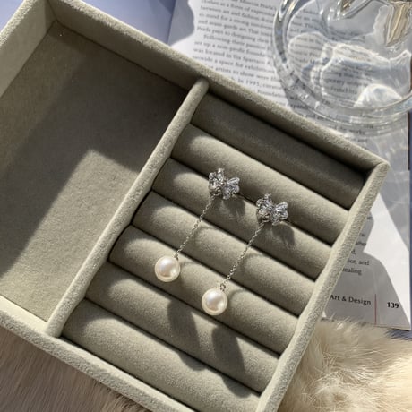 ribbon stone long pearl pierce