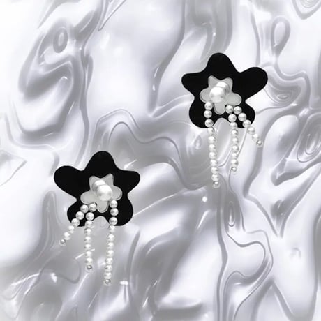felt flower pearl tassel pierce