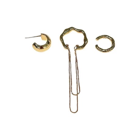 simple hoop pierce ＋ear cuffs 3set