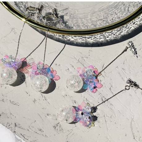 glas bowl × span flower long pierce/earring
