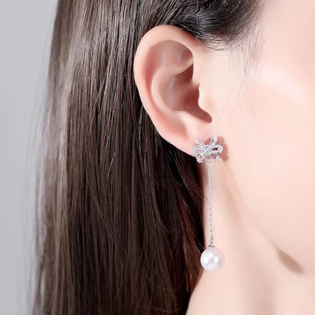 ribbon stone long pearl pierce