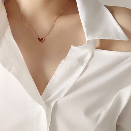 heart pink gold necklace