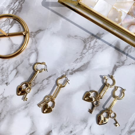 gold heart key pierce