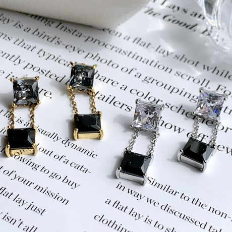 black stone square chain  pierce