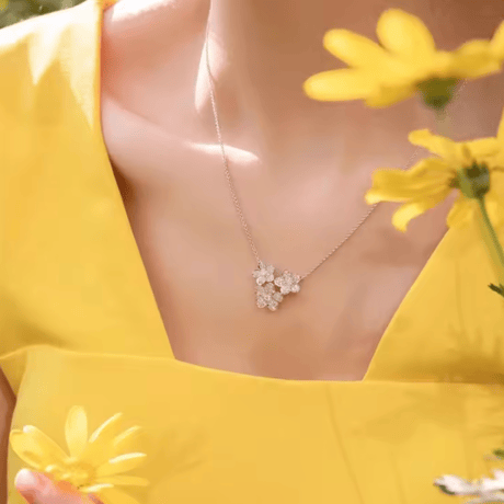 zirconia flower necklace