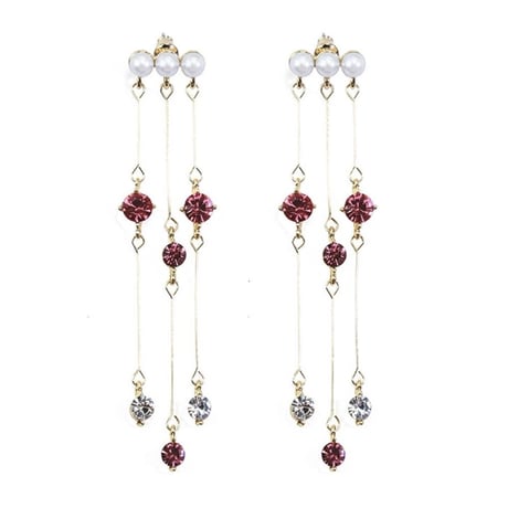 Pearl×rose stone sway pierce