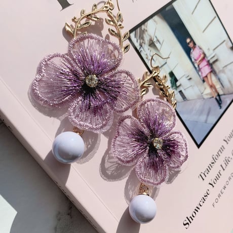 flower embroidery pearl hook pierce