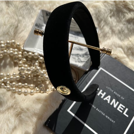 black velvet gold hair band