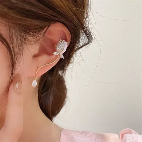 flower pink ear cuffs