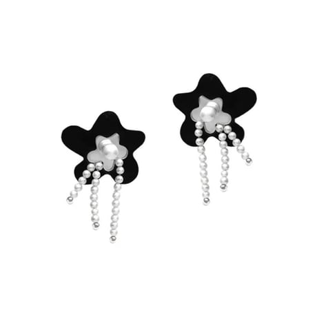 felt flower pearl tassel pierce