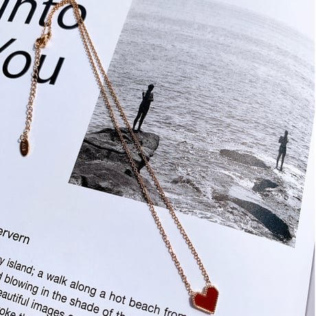 heart pink gold necklace