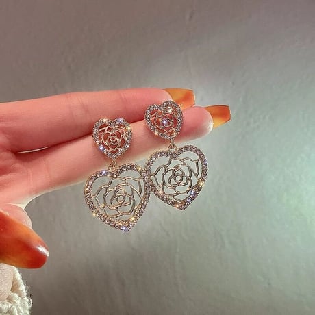double heart × rose pierce