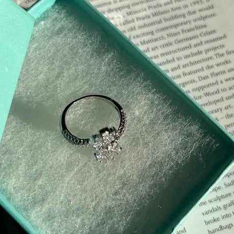 double flower stone open ring