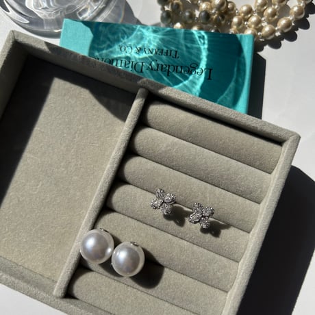 flower stone 2way pearl catch  pierce