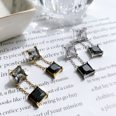 black stone square chain  pierce