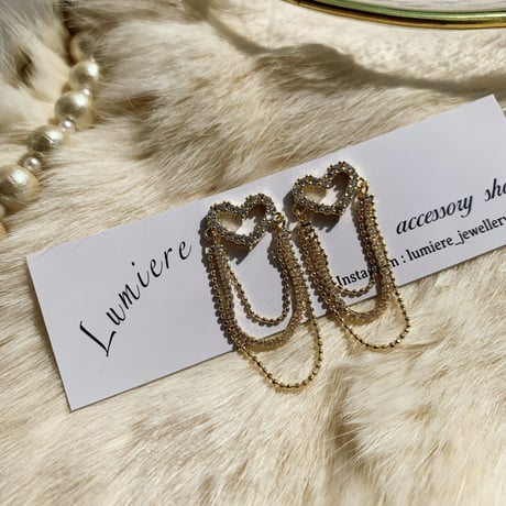 heart double chain pierce