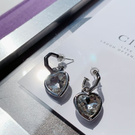 heart stone silver pierce