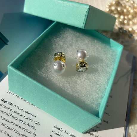 square stone dot pearl catch pierce