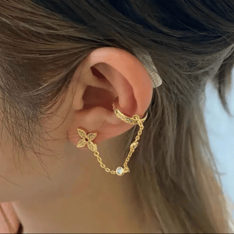 flower stone ear cuffs