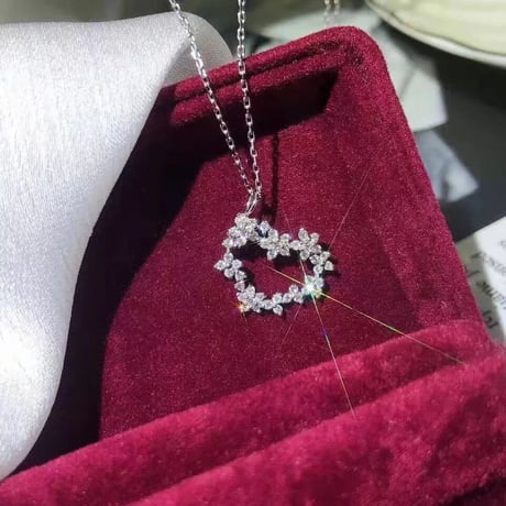 flower stone heart necklace