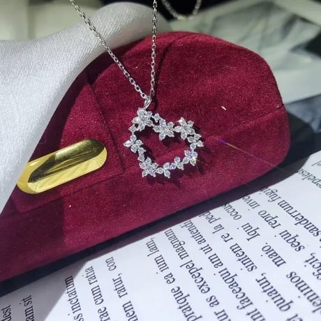 flower stone heart necklace
