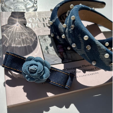 denim hair band/hair pin
