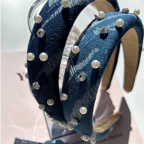 denim hair band/hair pin