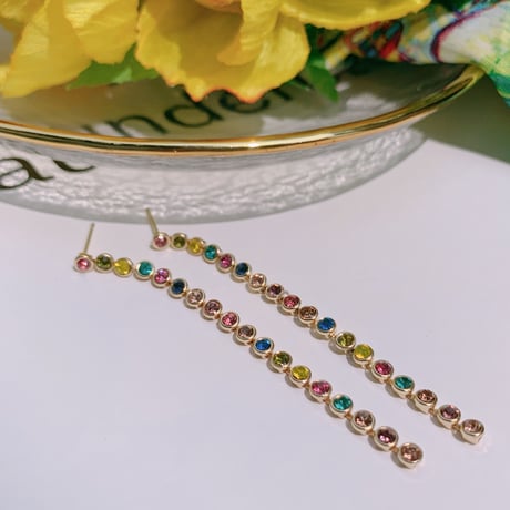 colorful stone long  pierce
