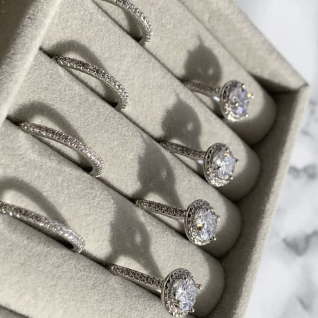 zirconia stone ring 2set