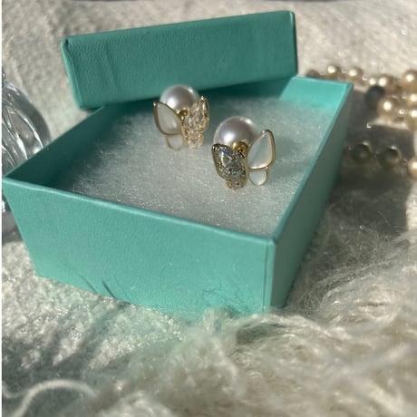 shell × stone butterfly pearl catch pierce