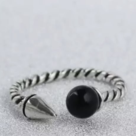 silver925 black stone × spine ring