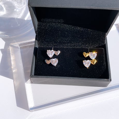 double heart mini pierce