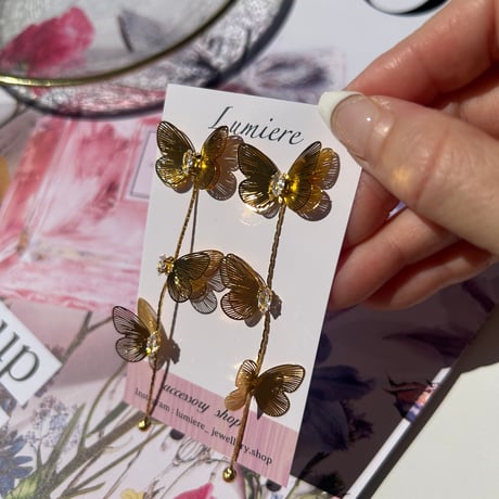 see-through butterfly long pierce