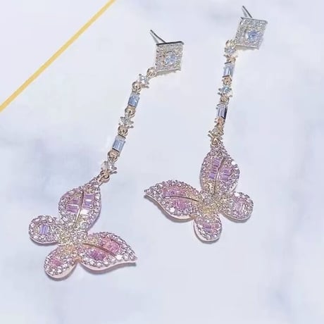 butterfly stone long pierce