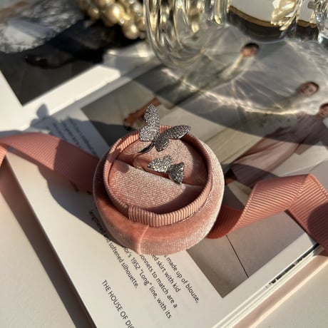 double butterfly stone open ring