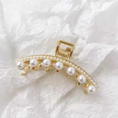 gold × pearl medium size hair clip