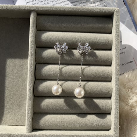 ribbon stone long pearl pierce