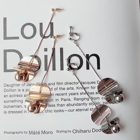 bowl metal long pierce/earring