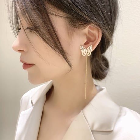 butterfly long chain 2way  pierce
