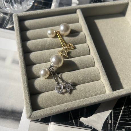 star × heart pearl catch pierce （片耳用）
