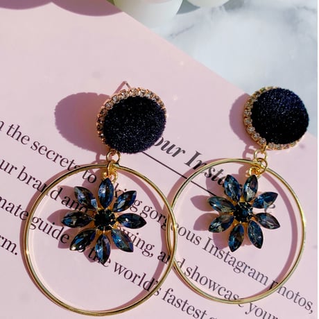 black flower loop pierce