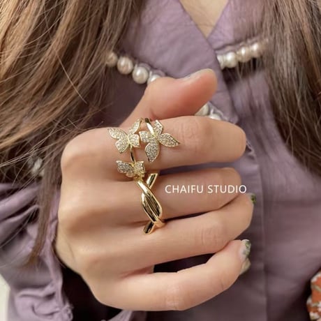 butterfly  stone open ring