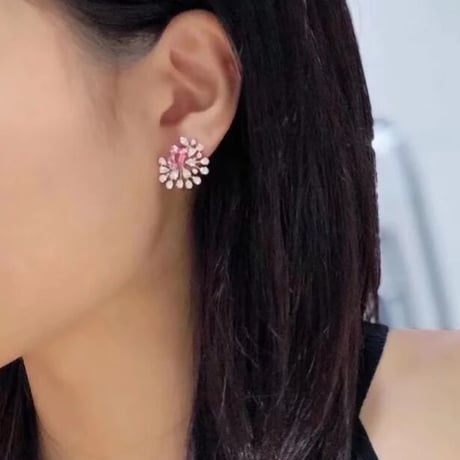 pink stone flower pierce