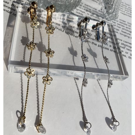 flower stone long chain earring