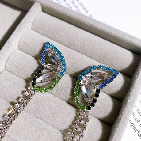 butterfly colour stone long  pierce