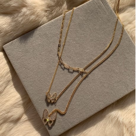 butterfly double chain necklace