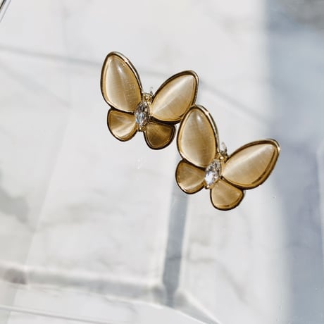butterfly clear stone  pierce/earring